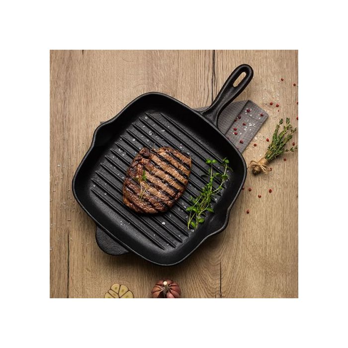 Tramontina Cast Iron 27cm Square Griddle Pan Ribbed 31700019 KitchenKnives