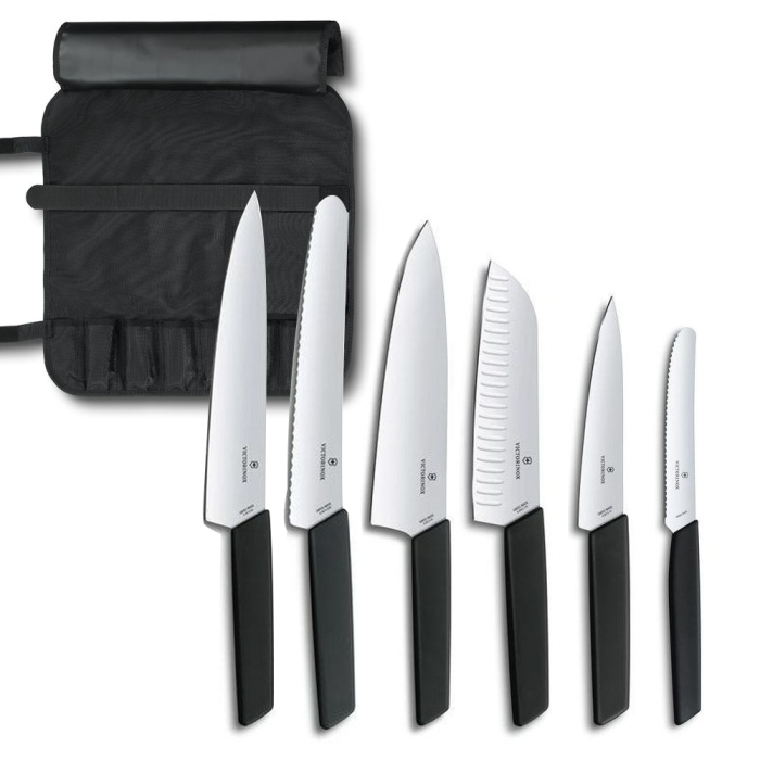 Victorinox Swiss Modern Black Exclusive Case Roll Set EXCLUMODERNBLACKMAG