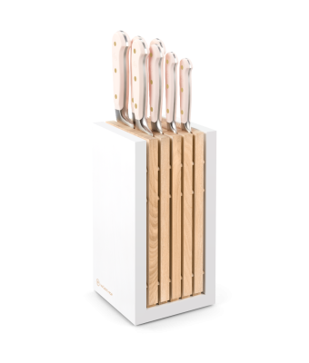  Pink Knife Set with Magnetic Knife Block - 6 PC Pink and Gold Knife  Set with Block Includes Pink Kitchen Knife Set & Ashwood Magnetic Knife  Holder - Pink Kitchen Accessories