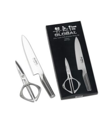 Global G2210 - 2 Piece Set of Kitchen Shears and G-2 Cooks Knife (G-2210)