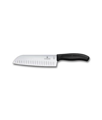 Victorinox Swiss Classic 17cm Santoku Knife Fluted Blade Black (6852317B)