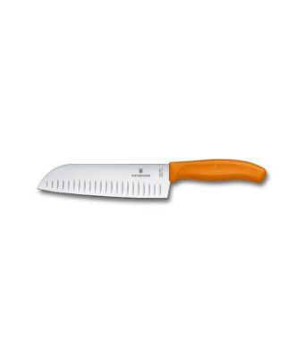 Victorinox Swiss Classic 17cm Santoku Knife Fluted Blade Orange (6852617L9B)