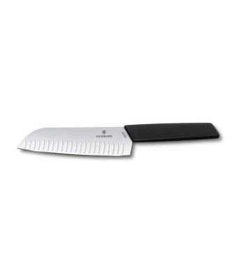Victorinox Swiss Modern 17cm Santoku Knife Fluted Edge Black (6905317KB)