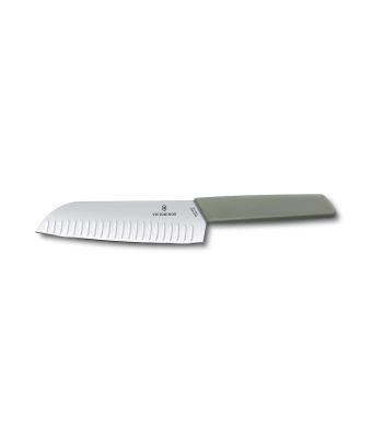 Victorinox Swiss Modern Colour 17cm Fluted Santoku Knife - Olive Green (6905617K6B)