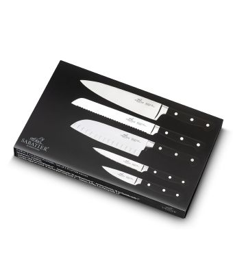 Lion SabatierÂ® Pluton 5 Piece Knife Set (9cm Paring, 13cm Utility, 13cm Santoku, 20cm Cooks, 20cm Bread)