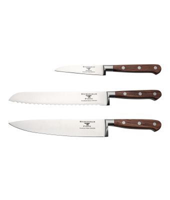Rockingham Forge Pro Wood Series 3 Piece Set (9cm Paring Knife, 20cm Cooks Knife & 20cm Bread Knife)