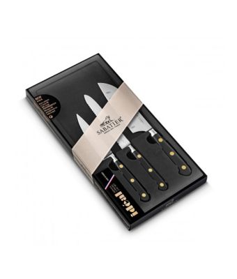 Lion Sabatier® Ideal Brass Rivets 3 Piece Knife Set (10cm Paring Knife, 13cm Utility Knife and 10cm Mini Santoku)