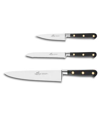 Sabatier® Ideal Brass Rivets 3 Piece Knife Set (10cm Paring Knife, 12cm Utility Knife and 20cm Cooks Knife)
