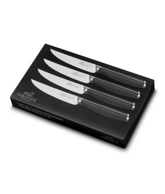 EatNeat 12-PC Black Knife Set, 5 SS Knives w/Sheaths, Cutting Board &  Sharpener