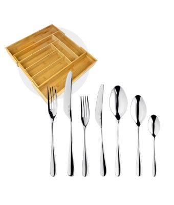 Robert Welch Arden Bright V Cutlery Set 42 Piece with Free Large Cutlery Tray