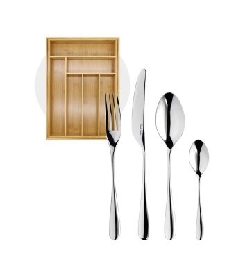 Robert Welch Arden Bright V Cutlery Set 24 Piece with Free Small Cutlery Tray