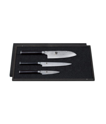 Kai Shun Knife Set (KAI-DMS-310) - 8.5cm Office Knife, 15cm Utility Knife, 16cm Santoku Knife