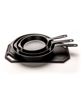 Emba Full Collection Cast Iron Skillet & Griddle 4 Piece Set