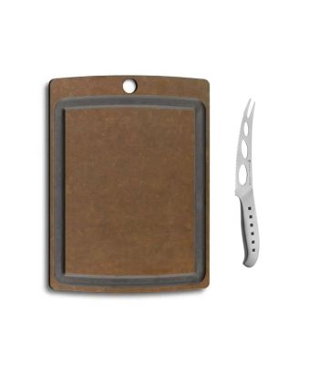 Tojiro Sharaku Mono 15cm Cheese Knife (FJ-09) with the Victorinox All Rounder Cutting Board Medium - Brown (74112)