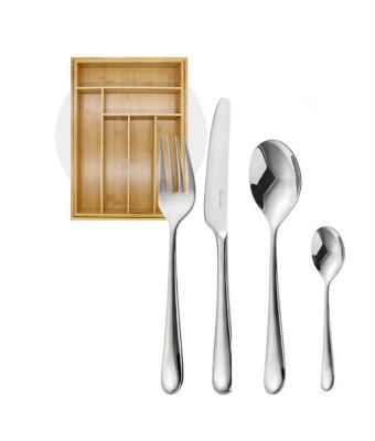 Robert Welch Kingham Bright Cutlery 24 Piece Set with Free Small Cutlery Tray
