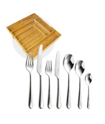 Robert Welch Kingham Bright Cutlery 84 Piece Set with Free Large Cutlery Tray