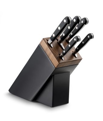 Lion Sabatier® Ideal Black Block & 5pc Knife Set (Black Handle with Stainless Steel Rivets)