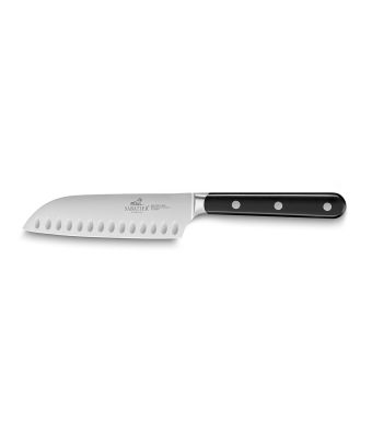 Lion Sabatier® Egide 13cm Scalloped Santoku (Black Handle with Stainless Steel Rivets)