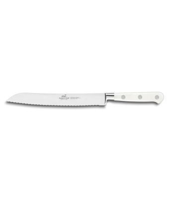 Lion Sabatier® Ideal Toque Blanche 20cm Bread Knife (White Handle with Stainless Steel Rivets)