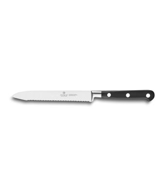 Lion Sabatier® Ideal 13cm Serrated Utility Knife (Black Handle with Stainless Steel Rivets)