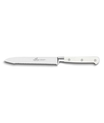 Lion Sabatier® Ideal Toque Blanche 12cm Serrated Utility Knife (White Handle with Stainless Steel Rivets)