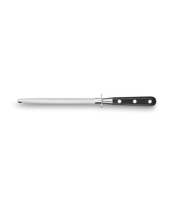 Lion Sabatier® Ideal 20cm Round Sharpening Steel (Black Handle with Stainless Steel Rivets)