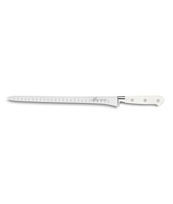 Lion Sabatier® Ideal Toque Blanche 30cm Scalloped Salmon Knife (White Handle with Stainless Steel Rivets)