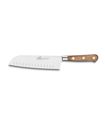 Lion Sabatier® Ideal Perigord 18cm Scalloped Santoku Knife (Walnut Handle with Brass Rivets)