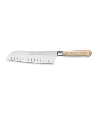 Lion Sabatier® Ideal Broceliande 18cm Scalloped Santoku Knife (Ashwood Handle with Stainless Steel Rivets)