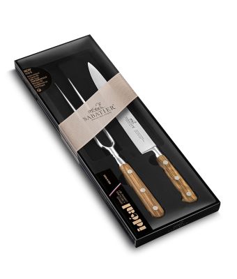 Lion Sabatier® Ideal Provencao 2 Piece Carving Set - 15cm Carving Fork & 20cm Carving Knife (Olive Handle with Stainless Steel Rivets)