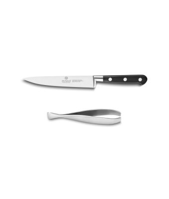 Lion Sabatier® Ideal 2 Piece Knife Set - Filleting Knife & Tweezer (Black Handle with Stainless Steel Rivets)