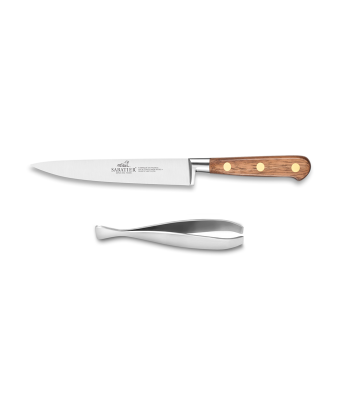 Lion Sabatier® Ideal Perigord 2 Piece Set - Filleting Knife & Tweezers (Walnut Handle with Brass Rivets)