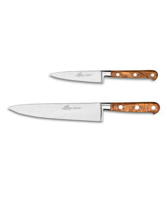 Lion Sabatier® Ideal Provencao 2 Piece Knife Set - 10cm Paring & 20cm Cooks Knife (Olive Handle with Stainless Steel Rivets)