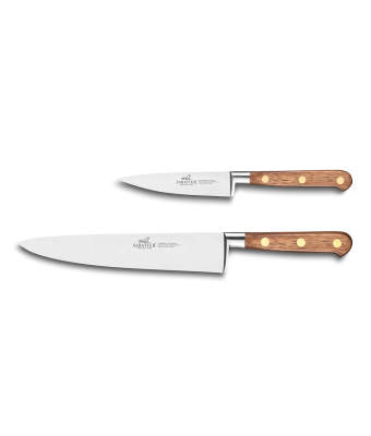 Lion Sabatier® Ideal Perigord 2 Piece Set - 10cm Paring & 20cm Cooks Knife (Walnut Handle with Brass Rivets)