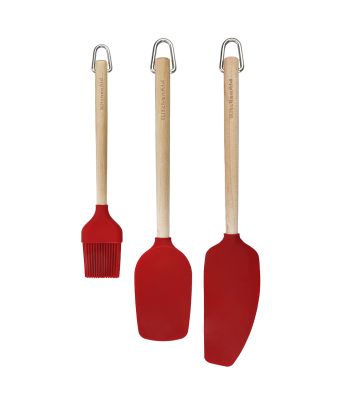 KitchenAid Birch 3pc Spatula Pastry Brush Red