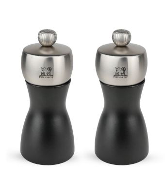 Peugeot Fidji Duo Pepper Mill & Salt Mill 12cm Black Matt & Stainless Steel (2/21283)