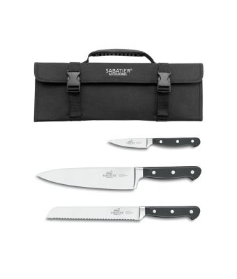 Lion Sabatier® Pluton 3 Piece Knife Set With Roll (Exclusive to KitchenKnives.co.uk)
