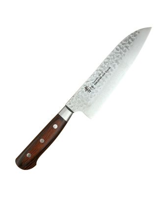 Sakai Takayuki 33-Layer VG10 Damascus Hammered Japanese 180mm Santoku Knife