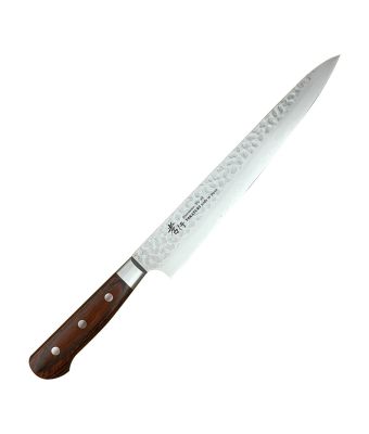 Sakai Takayuki 33-Layer VG10 Damascus Hammered Japanese 240mm Sujihiki Knife