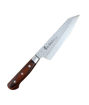 Sakai Takayuki 33-Layer VG10 Damascus Hammered Japanese 160mm Kengata-Santoku Knife