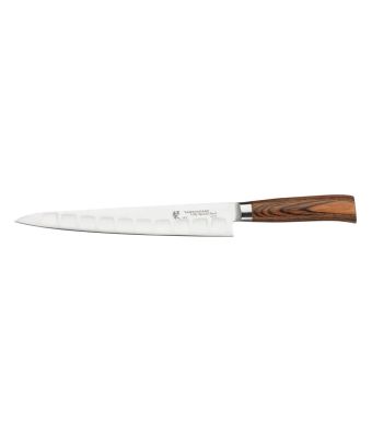 Tamahagane San Tsubame Wood 24cm Fluted Slicing Knife (SN-1213)