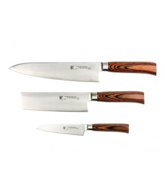 Tamahagane San Tsubame Wood 3 Piece Boxed Knife Set (SN-115816)