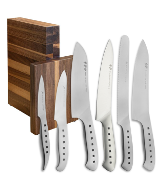 Tojiro 6 Piece Magnetic Block Set (Chef's, Paring, Santoku, Carving, Bread & Utility Knife)