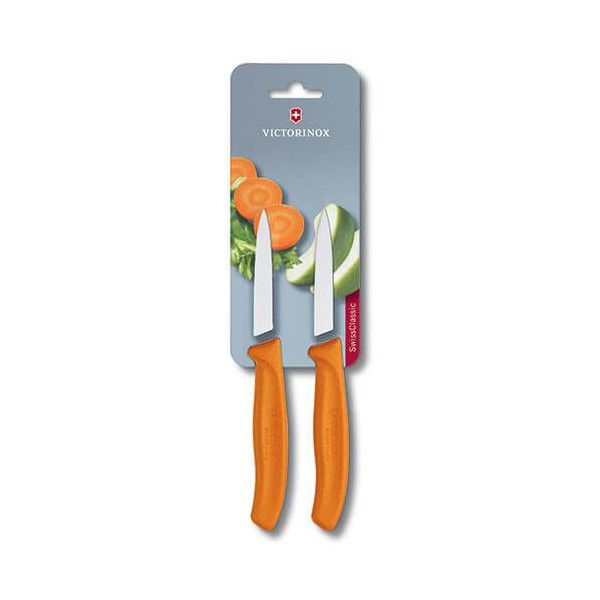 Victorinox Swiss Classic 2 x Paring Knife with Pointed Tip Orange