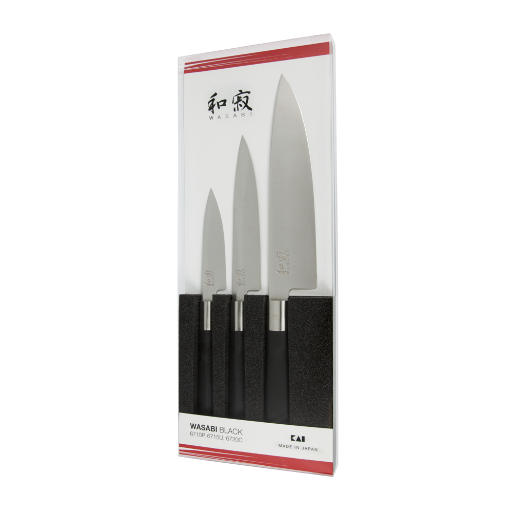 KAI 67S-300 Wasabi Black 3-Knives set (6710P 6715U 6720C)