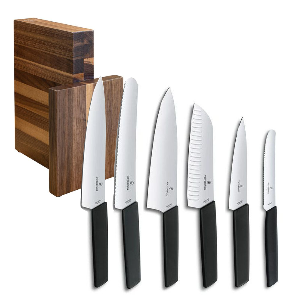 Victorinox Swiss Modern Black Exclusive Block Set EXCLUMODERNBLACKBK KitchenKnives