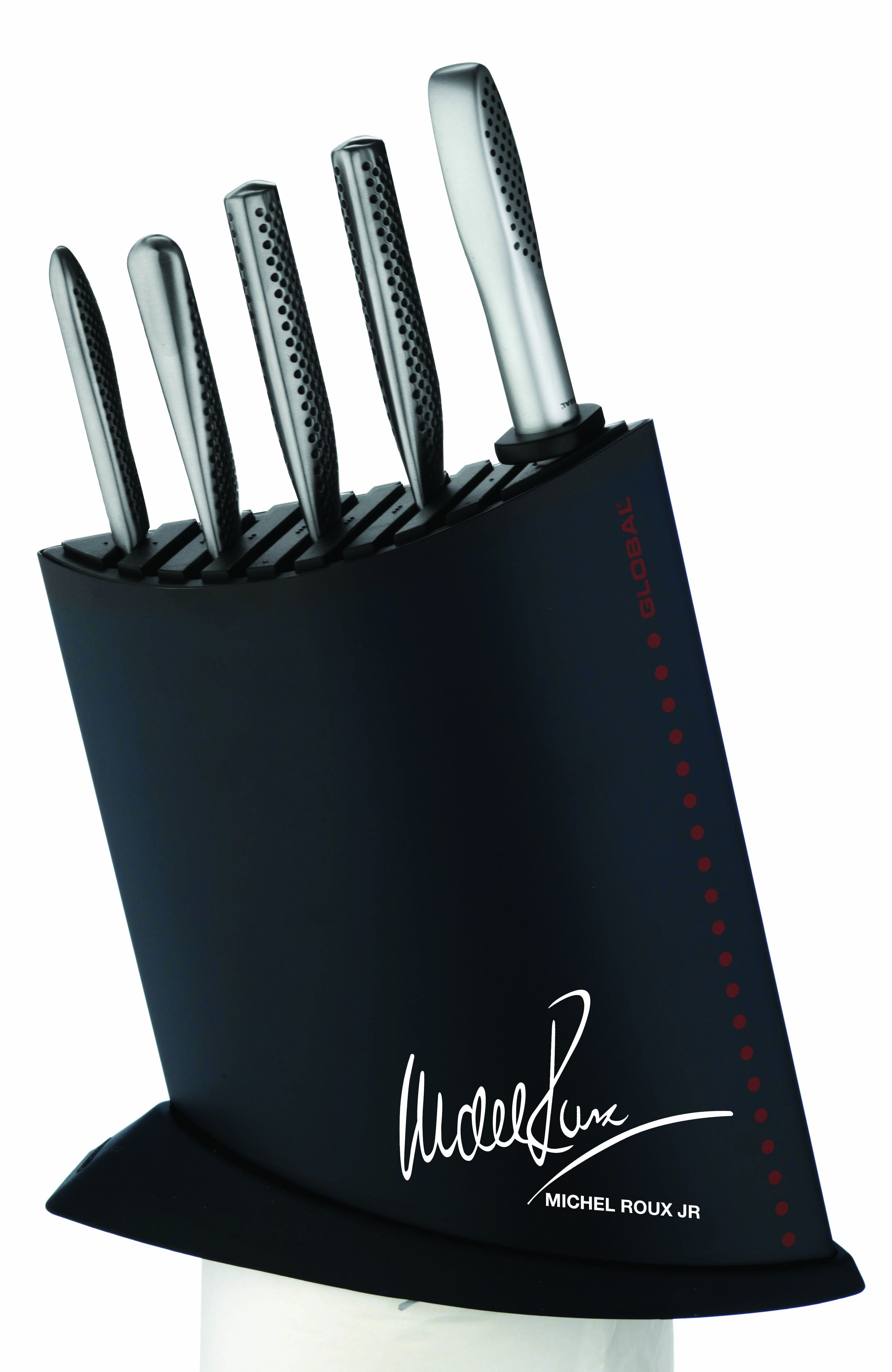 Global Michel Roux Jr GR52 BW7 7 Piece Black Knife Block Set GR52 BW7