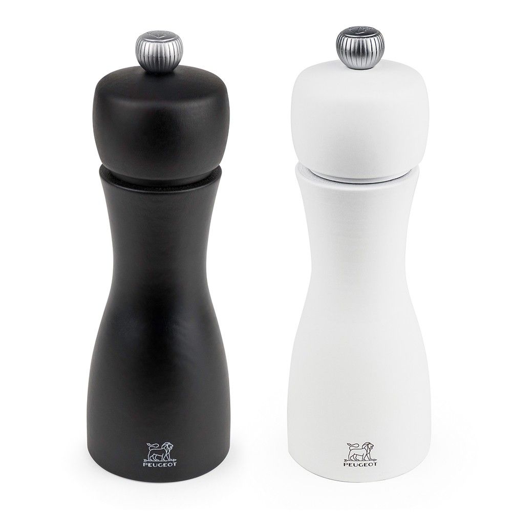 Black and white salt and pepper store mills
